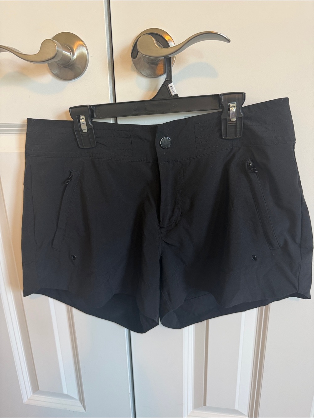 Athleta Black Zipper-Pocket Athletic Shorts
